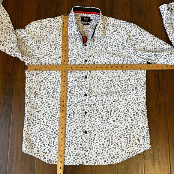 ELIE BALLEH Collection Daisy Print Long Sleeve Button-Up Shirt White/Black - Picture 8 of 8